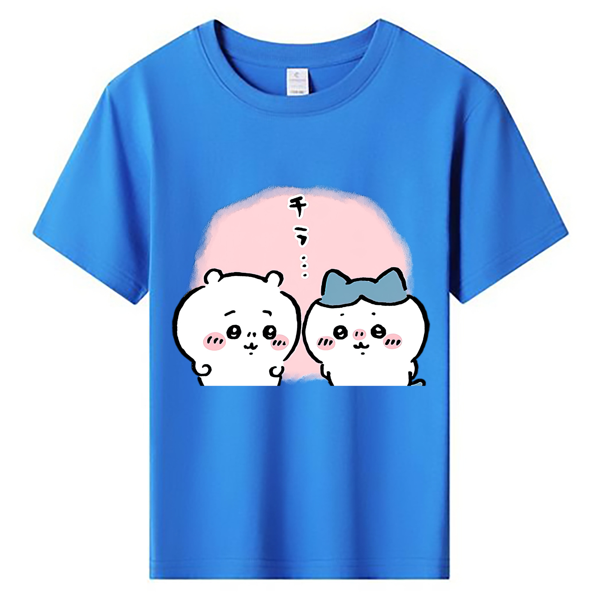 （画像用） ちいかわ ハチワレ Chii-kawa hachiware 綿100％キッズTシャツ（フロントプリント）